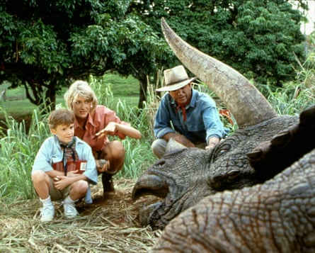 Joseph Mazzello, Laura Dern and Sam Neill in Jurassic Park