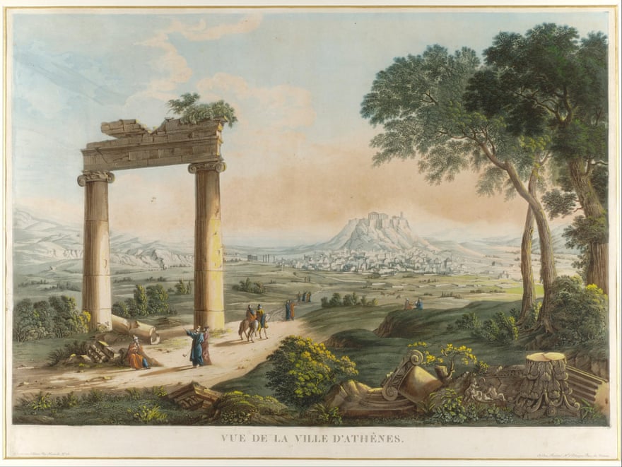 Άποψη της Αθήνας με το Αδριανό Υδραγωγείο του Λουί Φρανσουά Κασάς, 1813.
