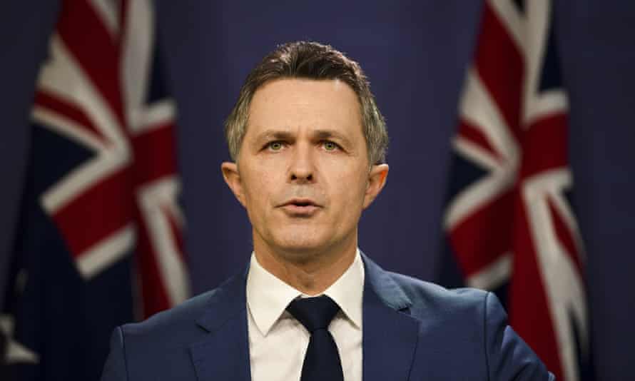 Jason Clare, Labor’s campaign spokesman, at the press conference in Sydney today