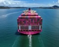 Container ship enters the Panama canal