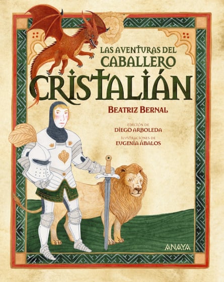 The illustrated book cover featuring a female knight of Las aventuras del Caballero Cristalián.