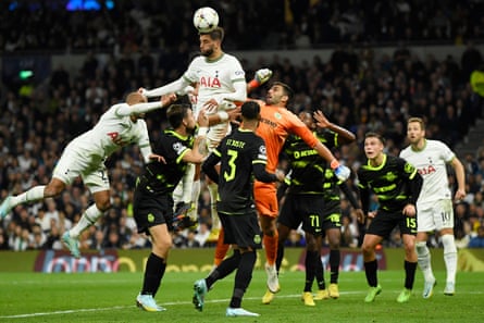 Rodrigo Bentancur heads home Spurs equaliser 10 minutes from time against Sporting.