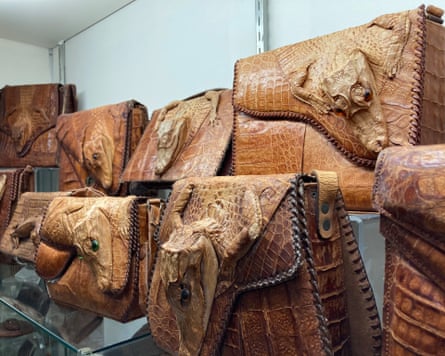 Bags made from alligator leather