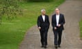 Mayor of London Sadiq Khan and Labour leader Keir Starmer walk together in St. James Park.