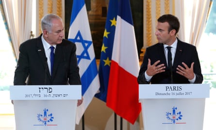 Benjamin Netanyahu and Emmanuel Macron mark the 75th anniversary of the Vel d’Hiv roundup, Paris, July 2017.
