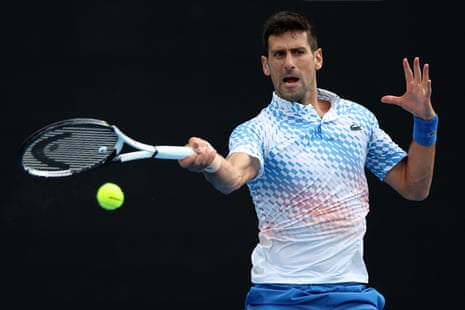 Australian Open 2023: Andy Murray v Roberto Bautista Agut, and more – live | Australian Open 2023 4 Djokovic plays a forehandto Dimitrov.