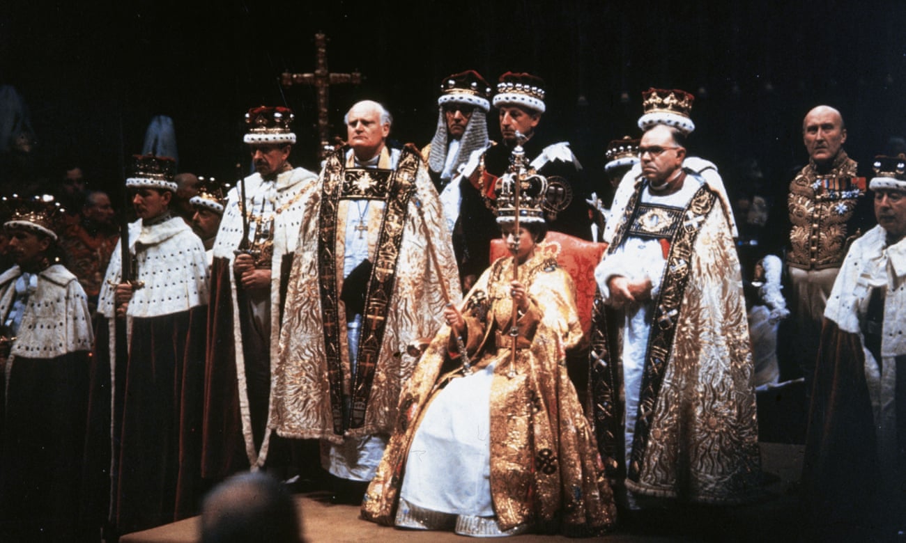 Queen Elizabeth II after her coronation ceremony in Westminster Abbey, London, 1953