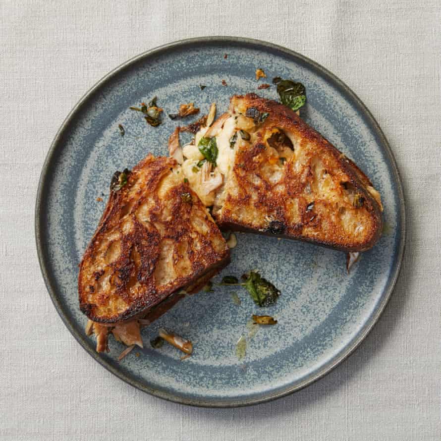 Chantelle Nicholson’s smoked mackerel toasties with Cheddar cheese, capers & pickled kale stems