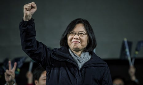 Democratic Progressive party (DPP) presidential candidate Tsai Ing-wen waves to supporters during rally campaign ahead of the Taiwanese presidential election.