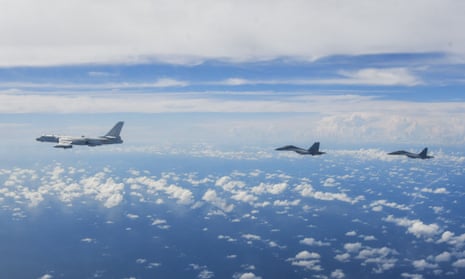 File photo of Chinese military planes conducting combat drills.