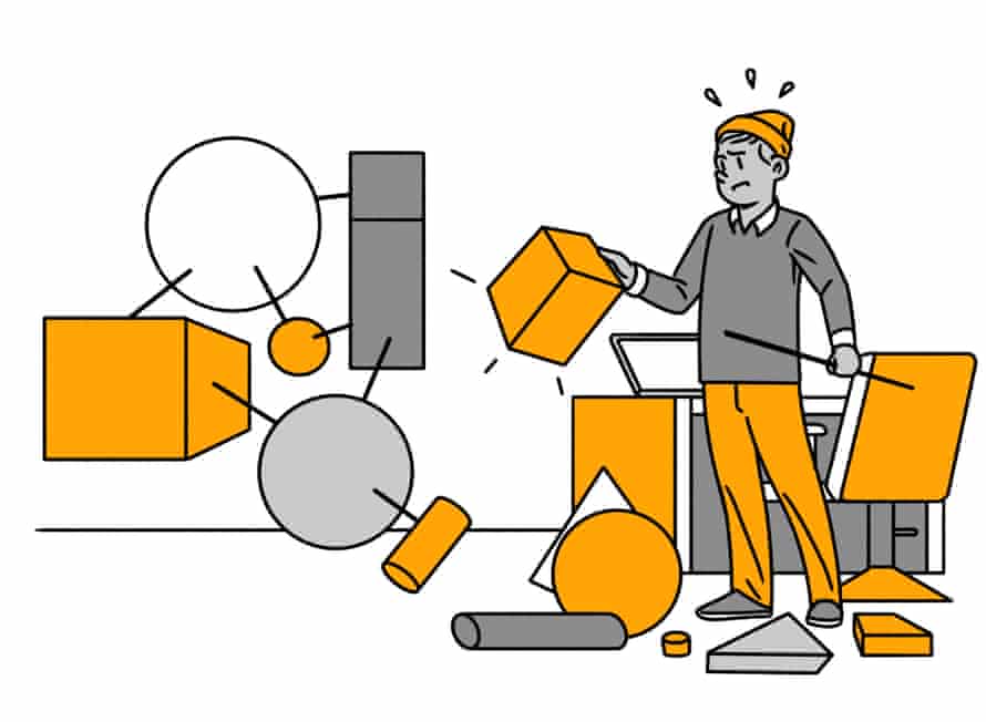 illustration of man with building blocks