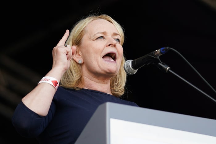 Sharon Graham speaking at the aDurham Miners’ Gala earlier this month.