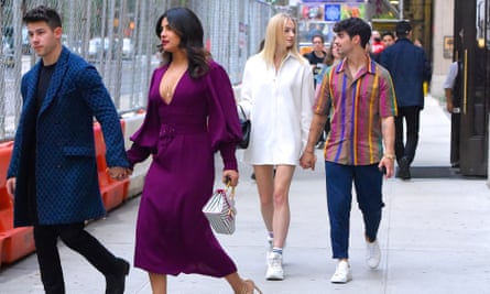 Nick Jonas with his wife Priyanka Chopra and Joe Jonas with Sophie Turner, May 2019.
