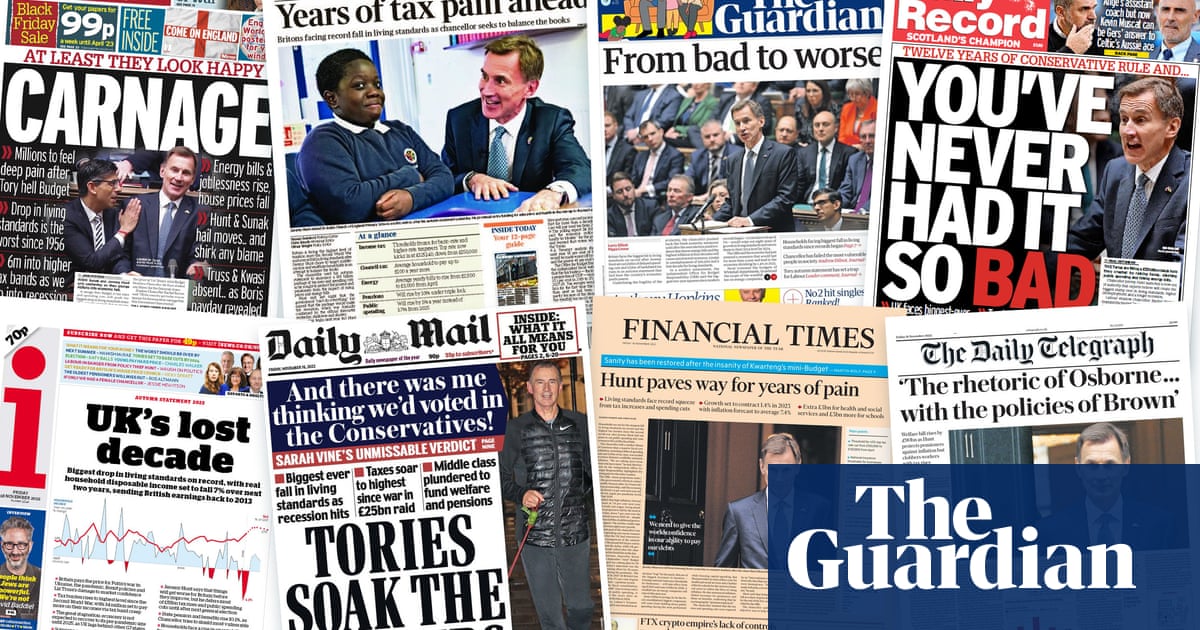 You Ve Never Had It So Bad What The Papers Say About Jeremy Hunt S Autumn Statement Newspapers The Guardian You Ve Never Had It So Bad What The Papers Say About Jeremy Hunt S Autumn Statement Newspapers The Guardian