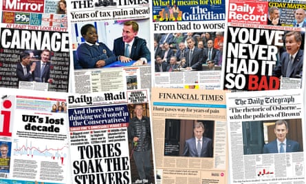 British newspaper front pages on Friday 18 November.