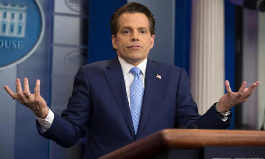 Scaramucci at the White House podium.