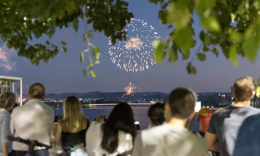 Fireworks near Lake Burley Griffin in Canberra.