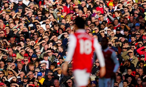 Fans watch Arsenal take on Nottingham Forest at the Emirates in October 2022.