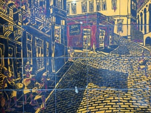 A portrait of Bar Semente in happier days by the Chilean artist Jorge Selarón, who was murdered just down the street in 2013.