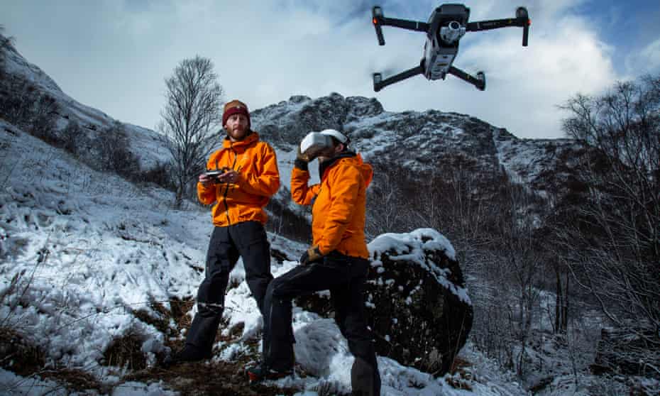 Mike Smith (right), chief drone pilot, and Jim Cooper, trainee drone pilot, of Lochaber mountain rescue team