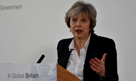 Theresa May gives a speech on Brexit, Lancaster House, London, in 2017.