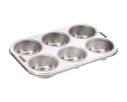 Vogue Deep Muffin Tray 6 Cup in Stainless Steel.