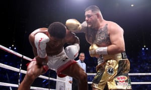 Joshua gets hit after the clinch.