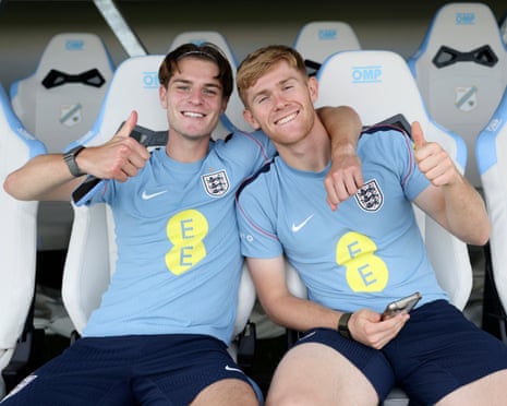 Alex Scott and Lewis Hall of England during a training session in Rijeka