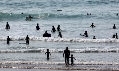Bathers off English coast