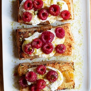 Raspberry burrata focaccia.