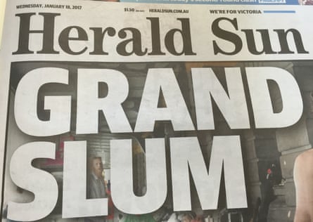 The front page of Melbourne’s Herald Sun newspaper on Wednesday featuring an article about homeless people sleeping rough at Flinders Street station