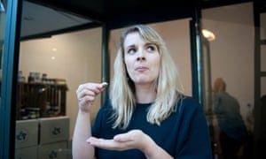 Elle Hunt testing vegan cheese.