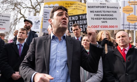 The Greater Manchester mayor, Andy Burnham, speaks at the protest in Westminster on Tuesday.