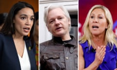 Alexandria Ocasio-Cortez, Marjorie Taylor-Greene and Julian Assange