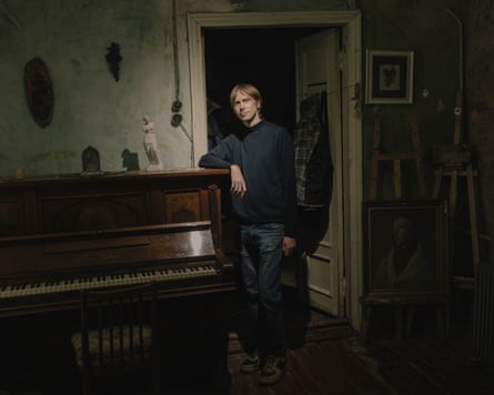 Campaigner Dmytro Perov inside the headquarters of Heritage Kyiv