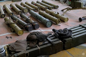 Russian grenade launchers captured by the Ukrainian armed forces during a counteroffensive operation