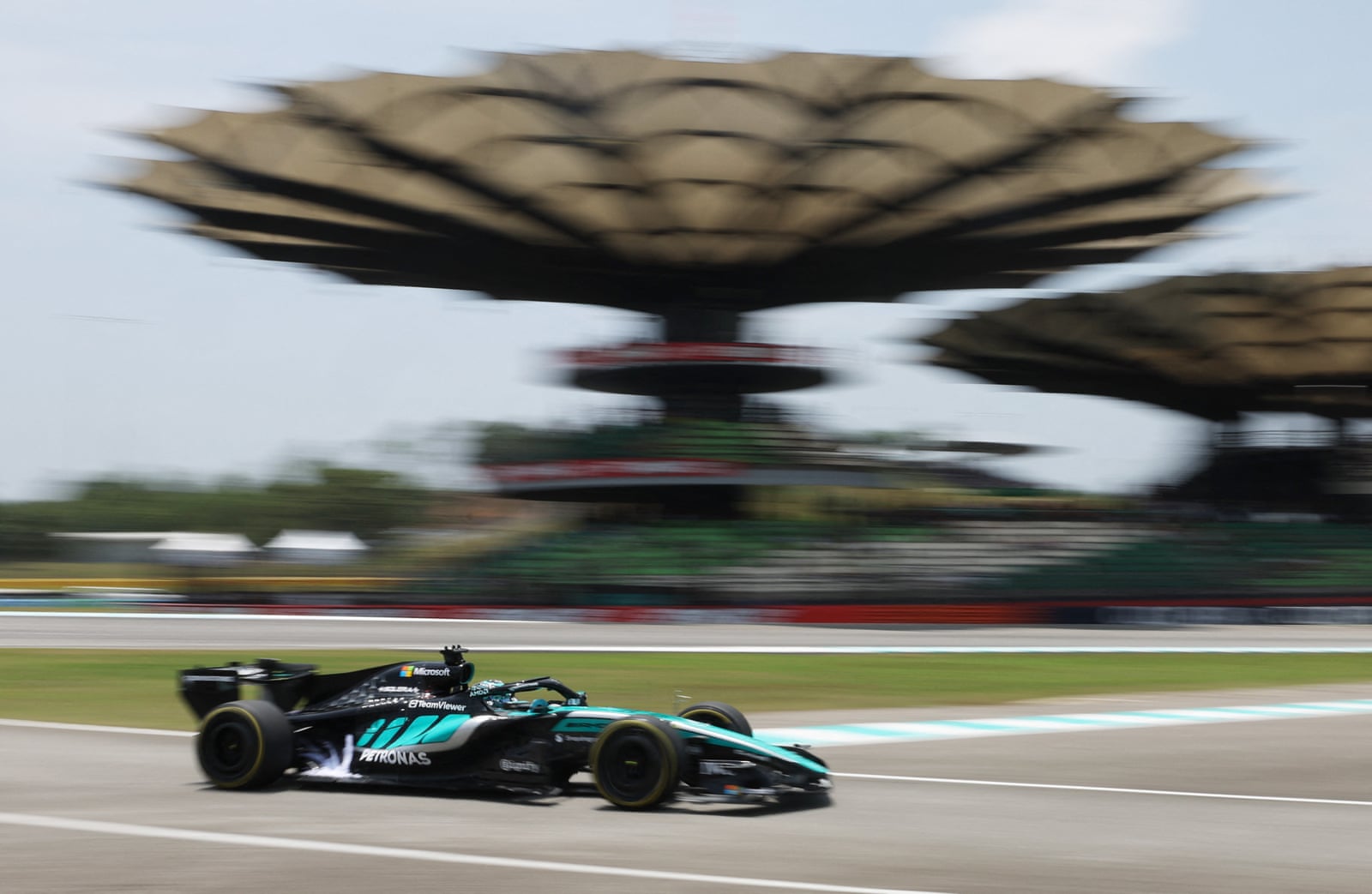 Kimi Antonelli driving the Mercedes W17 at Sepang in 2026