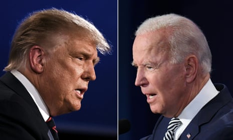 Donald Trump and Joe Biden squaring off during the first presidential debate .