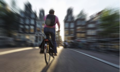 A cyclist in Amsterdam.