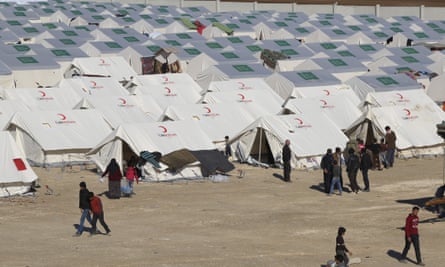 Refugee camp near Bab al-Salameh border crossing with Turkey on Monday.