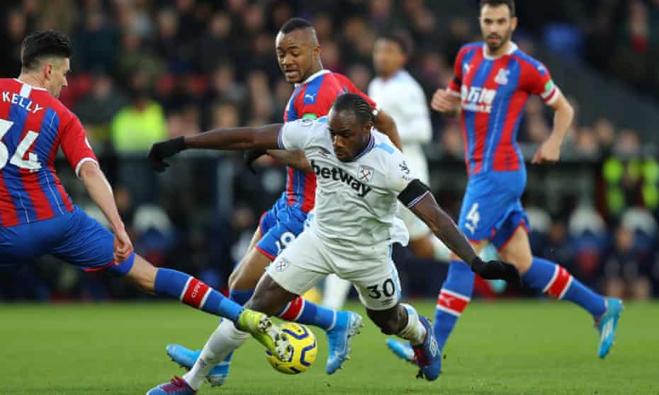 Michail Antonio attacks during a recent West Ham game against Crystal Palace.