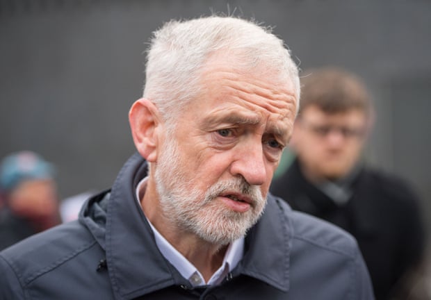 Labour leader Jeremy Corbyn outside Kings Cross station in London last week on Labour’s “rail action day”.