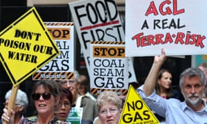 Coal seam gas demonstrators outside of the AGL annual general meeting in 2014.
