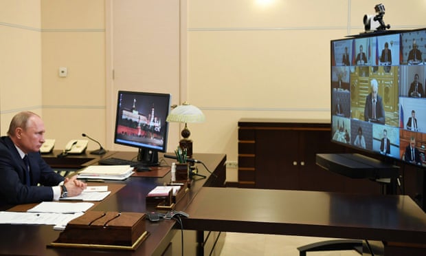 Vladimir Putin delivers a televised address to the nation on Monday.