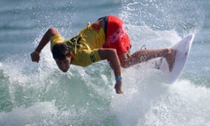 Lucca Mesinas of Peru in action during heat three