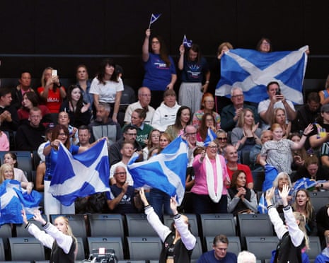 Scotland netball fans celebrate after the match against Wales.
