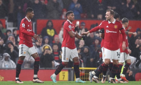 Manchester United players celebrate