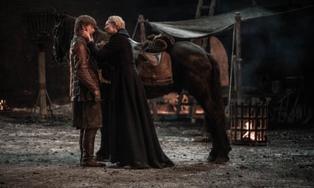‘Wailing in her nightgown’ ... Brienne of Tarth (Gwendoline Christie) with Jaime Lannister (Nikolaj Coster-Waldau).