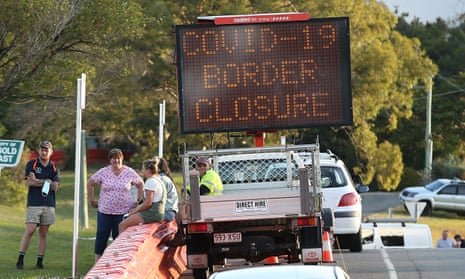 Border closure sign at the Queensland NSW border