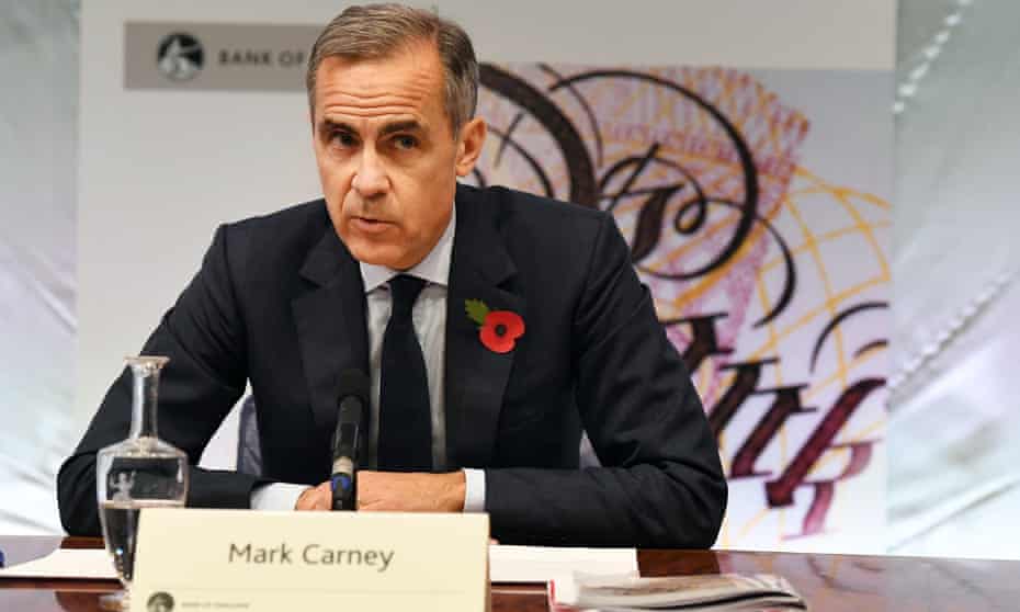 Bank of England Governor Mark Carney speaking at a press conference at the Bank of England today.